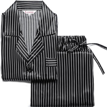 Load image into Gallery viewer, Lonxu Pajamas Set Mens Silk Satin Pajamas Long Sleeve Loungewear Two-Piece Sleepwear Button-Down Pj Set S-XXXXL