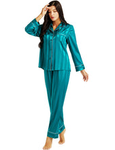 Load image into Gallery viewer, LONXU Womens Silk Satin Pajamas Set Button Down Sleepwear Loungewear XS~3XL