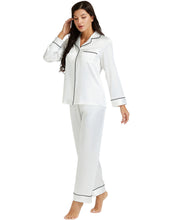 Load image into Gallery viewer, LONXU Womens Silk Satin Pajamas Set Button Down Sleepwear Loungewear XS~3XL