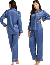 Load image into Gallery viewer, LONXU Womens Silk Satin Pajamas Set Button Down Sleepwear Loungewear XS~3XL