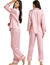Load image into Gallery viewer, LONXU Womens Silk Satin Pajamas Set Button Down Sleepwear Loungewear XS~3XL