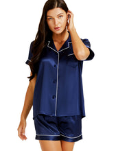 Load image into Gallery viewer, LONXU Womens Silk Satin Pajamas Set Button Down Sleepwear Loungewear XS~3XL