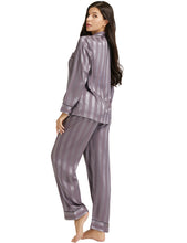 Load image into Gallery viewer, LONXU Womens Silk Satin Pajamas Set Button Down Sleepwear Loungewear XS~3XL