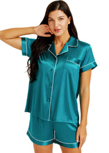 Load image into Gallery viewer, LONXU Womens Silk Satin Pajamas Set Button Down Sleepwear Loungewear XS~3XL