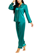 Load image into Gallery viewer, LONXU Womens Silk Satin Pajamas Set Button Down Sleepwear Loungewear XS~3XL