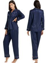 Load image into Gallery viewer, LONXU Womens Silk Satin Pajamas Set Button Down Sleepwear Loungewear XS~3XL