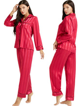 Load image into Gallery viewer, LONXU Womens Silk Satin Pajamas Set Button Down Sleepwear Loungewear XS~3XL