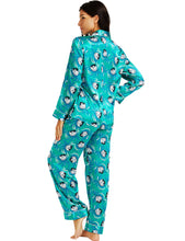 Load image into Gallery viewer, LONXU Womens Silk Satin Pajamas Set Button Down Sleepwear Loungewear XS~3XL