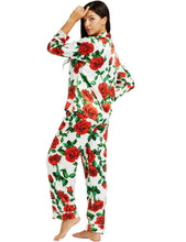 Load image into Gallery viewer, LONXU Womens Silk Satin Pajamas Set Button Down Sleepwear Loungewear XS~3XL