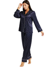 Load image into Gallery viewer, LONXU Womens Silk Satin Pajamas Set Button Down Sleepwear Loungewear XS~3XL