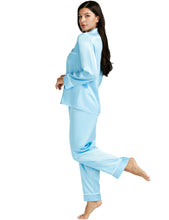Load image into Gallery viewer, LONXU Womens Silk Satin Pajamas Set Button Down Sleepwear Loungewear XS~3XL