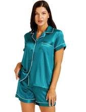 Load image into Gallery viewer, LONXU Womens Silk Satin Pajamas Set Button Down Sleepwear Loungewear XS~3XL