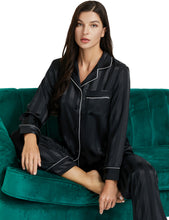 Load image into Gallery viewer, LONXU Womens Silk Satin Pajamas Set Button Down Sleepwear Loungewear XS~3XL