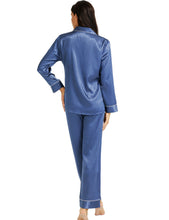 Load image into Gallery viewer, LONXU Womens Silk Satin Pajamas Set Button Down Sleepwear Loungewear XS~3XL