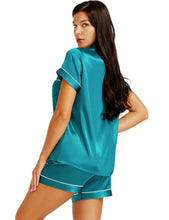 Load image into Gallery viewer, LONXU Womens Silk Satin Pajamas Set Button Down Sleepwear Loungewear XS~3XL