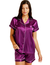 Load image into Gallery viewer, LONXU Womens Silk Satin Pajamas Set Button Down Sleepwear Loungewear XS~3XL