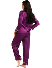 Load image into Gallery viewer, LONXU Womens Silk Satin Pajamas Set Button Down Sleepwear Loungewear XS~3XL