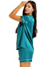 Load image into Gallery viewer, LONXU Womens Silk Satin Pajamas Set Button Down Sleepwear Loungewear XS~3XL