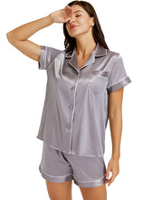 Load image into Gallery viewer, LONXU Womens Silk Satin Pajamas Set Button Down Sleepwear Loungewear XS~3XL