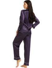 Load image into Gallery viewer, LONXU Womens Silk Satin Pajamas Set Button Down Sleepwear Loungewear XS~3XL
