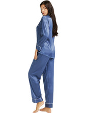 Load image into Gallery viewer, LONXU Womens Silk Satin Pajamas Set Button Down Sleepwear Loungewear XS~3XL