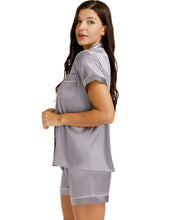 Load image into Gallery viewer, LONXU Womens Silk Satin Pajamas Set Button Down Sleepwear Loungewear XS~3XL