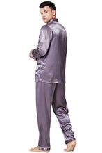 Load image into Gallery viewer, LONXU Mens Silk Satin Pajama Sets, Long Sleeve Button Down PJ Set with Pocket Sleepwear Loungewear S-XXXXLL