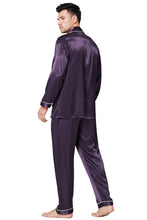 Load image into Gallery viewer, LONXU Mens Silk Satin Pajama Sets, Long Sleeve Button Down PJ Set with Pocket Sleepwear Loungewear S-XXXXLL