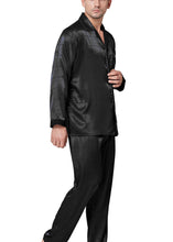 Load image into Gallery viewer, Lonxu Pajamas Set Mens Silk Satin Pajamas Long Sleeve Loungewear Two-Piece Sleepwear Button-Down Pj Set S-XXXXL