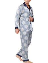 Load image into Gallery viewer, Lonxu Pajamas Set Mens Silk Satin Pajamas Long Sleeve Loungewear Two-Piece Sleepwear Button-Down Pj Set S-XXXXL