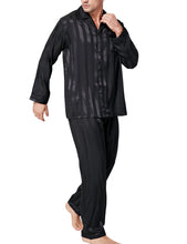 Load image into Gallery viewer, LONXU Mens Silk Satin Pajama Sets, Long Sleeve Button Down PJ Set with Pocket Sleepwear Loungewear S-XXXXL

