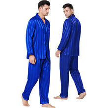 Load image into Gallery viewer, LONXU Mens Silk Satin Pajama Sets, Long Sleeve Button Down PJ Set with Pocket Sleepwear Loungewear S-XXXXL
