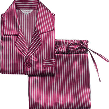 Load image into Gallery viewer, LONXU Mens Silk Satin Pajama Sets, Long Sleeve Button Down PJ Set with Pocket Sleepwear Loungewear S-XXXXL
