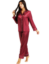 Load image into Gallery viewer, LONXU Womens Silk Satin Pajamas Set Button Down Sleepwear Loungewear XS~3XL
