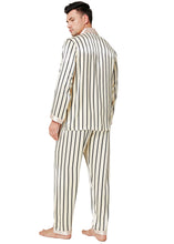 Load image into Gallery viewer, Lonxu Pajamas Set Mens Silk Satin Pajamas Long Sleeve Loungewear Two-Piece Sleepwear Button-Down Pj Set S-XXXXL
