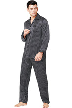Load image into Gallery viewer, LONXU Mens Silk Satin Pajama Sets, Long Sleeve Button Down PJ Set with Pocket Sleepwear Loungewear S-XXXXL
