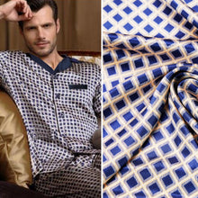 Load image into Gallery viewer, Lonxu Pajamas Set Mens Silk Satin Pajamas Long Sleeve Loungewear Two-Piece Sleepwear Button-Down Pj Set S-XXXXL
