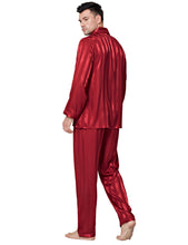 Load image into Gallery viewer, LONXU Mens Silk Satin Pajama Sets, Long Sleeve Button Down PJ Set with Pocket Sleepwear Loungewear S-XXXXL
