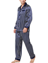 Load image into Gallery viewer, Lonxu Pajamas Set Mens Silk Satin Pajamas Long Sleeve Loungewear Two-Piece Sleepwear Button-Down Pj Set S-XXXXL
