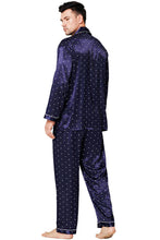 Load image into Gallery viewer, Lonxu Pajamas Set Mens Silk Satin Pajamas Long Sleeve Loungewear Two-Piece Sleepwear Button-Down Pj Set S-XXXXL
