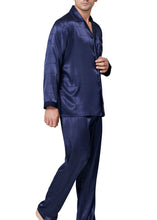 Load image into Gallery viewer, Lonxu Pajamas Set Mens Silk Satin Pajamas Long Sleeve Loungewear Two-Piece Sleepwear Button-Down Pj Set S-XXXXL
