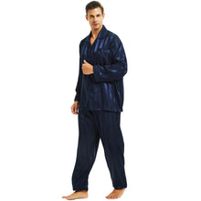 Load image into Gallery viewer, LONXU Mens Silk Satin Pajama Sets, Long Sleeve Button Down PJ Set with Pocket Sleepwear Loungewear S-XXXXL
