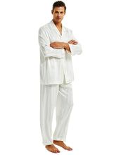 Load image into Gallery viewer, LONXU Mens Silk Satin Pajama Sets, Long Sleeve Button Down PJ Set with Pocket Sleepwear Loungewear S-XXXXL
